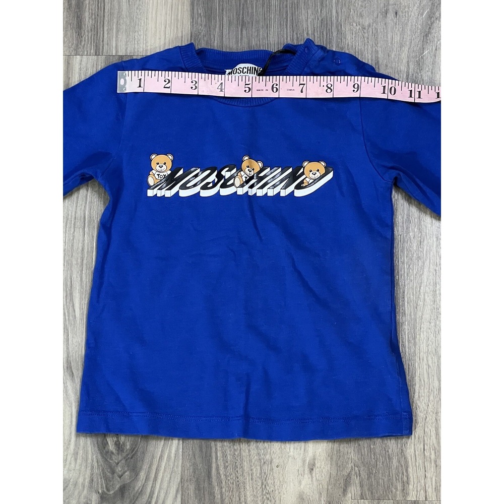Moschino Sweatshirt Bear Blue Boys Logo Crewneck Sweater NO SIZE TAG - Picture 9 of 14